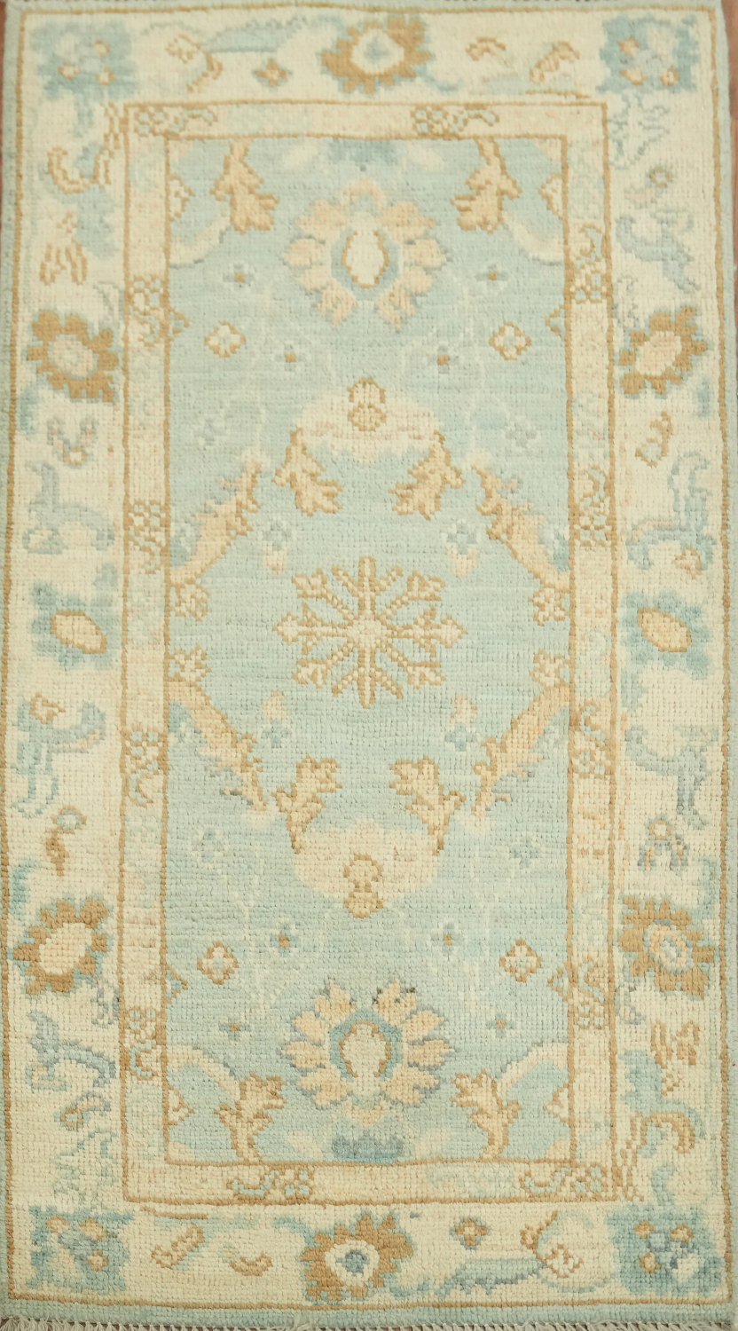 Turkish Oushak Vegetable Dye Foyer Rug 2x4