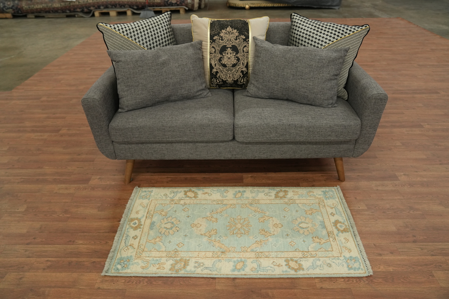 Turkish Oushak Vegetable Dye Foyer Rug 2x4