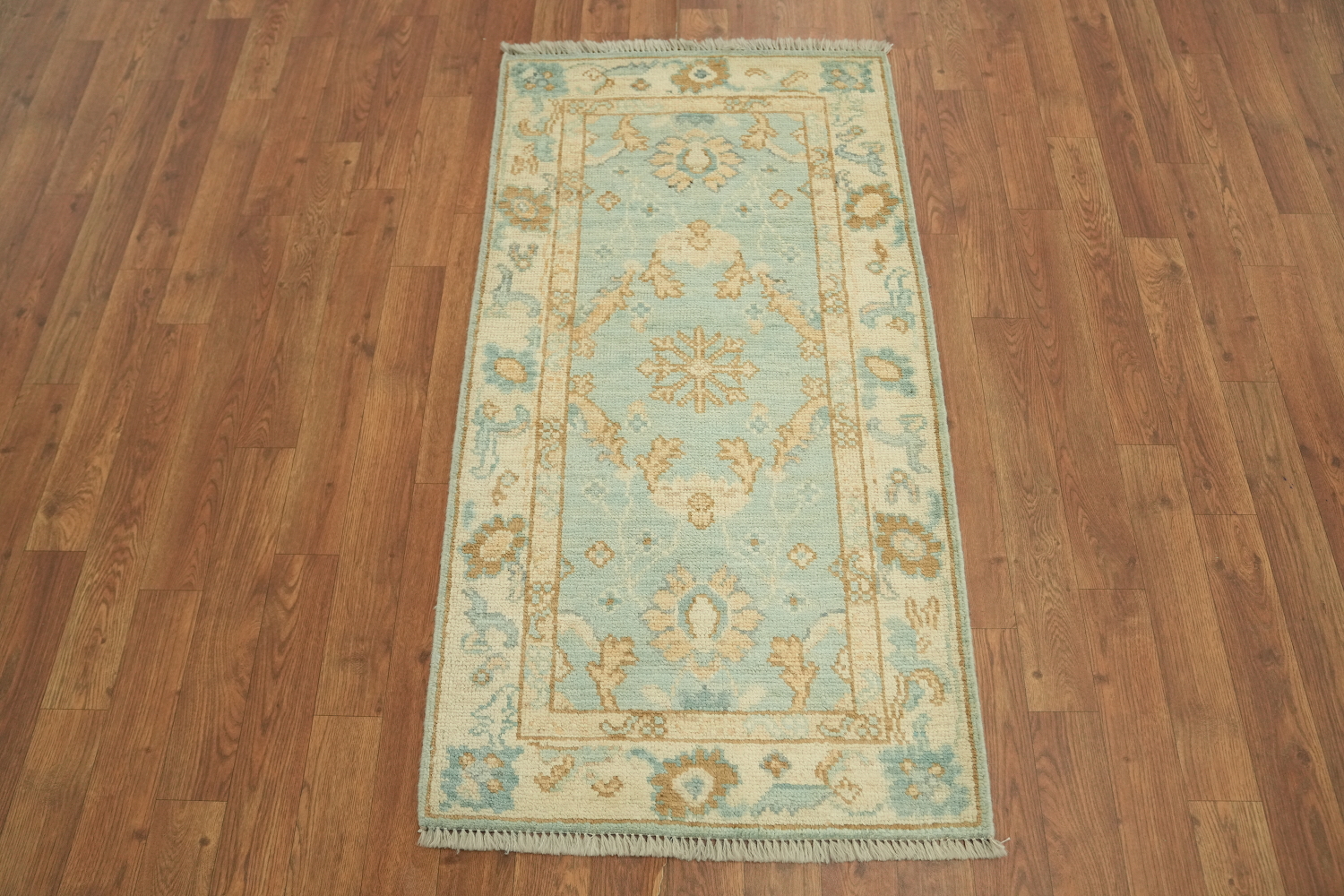 Turkish Oushak Vegetable Dye Foyer Rug 2x4
