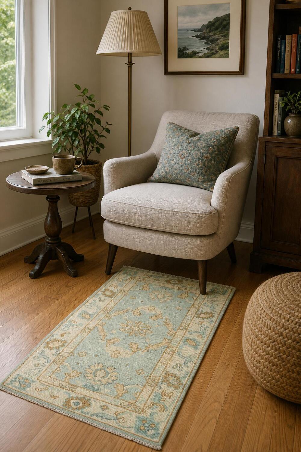 Turkish Oushak Vegetable Dye Foyer Rug 2x4