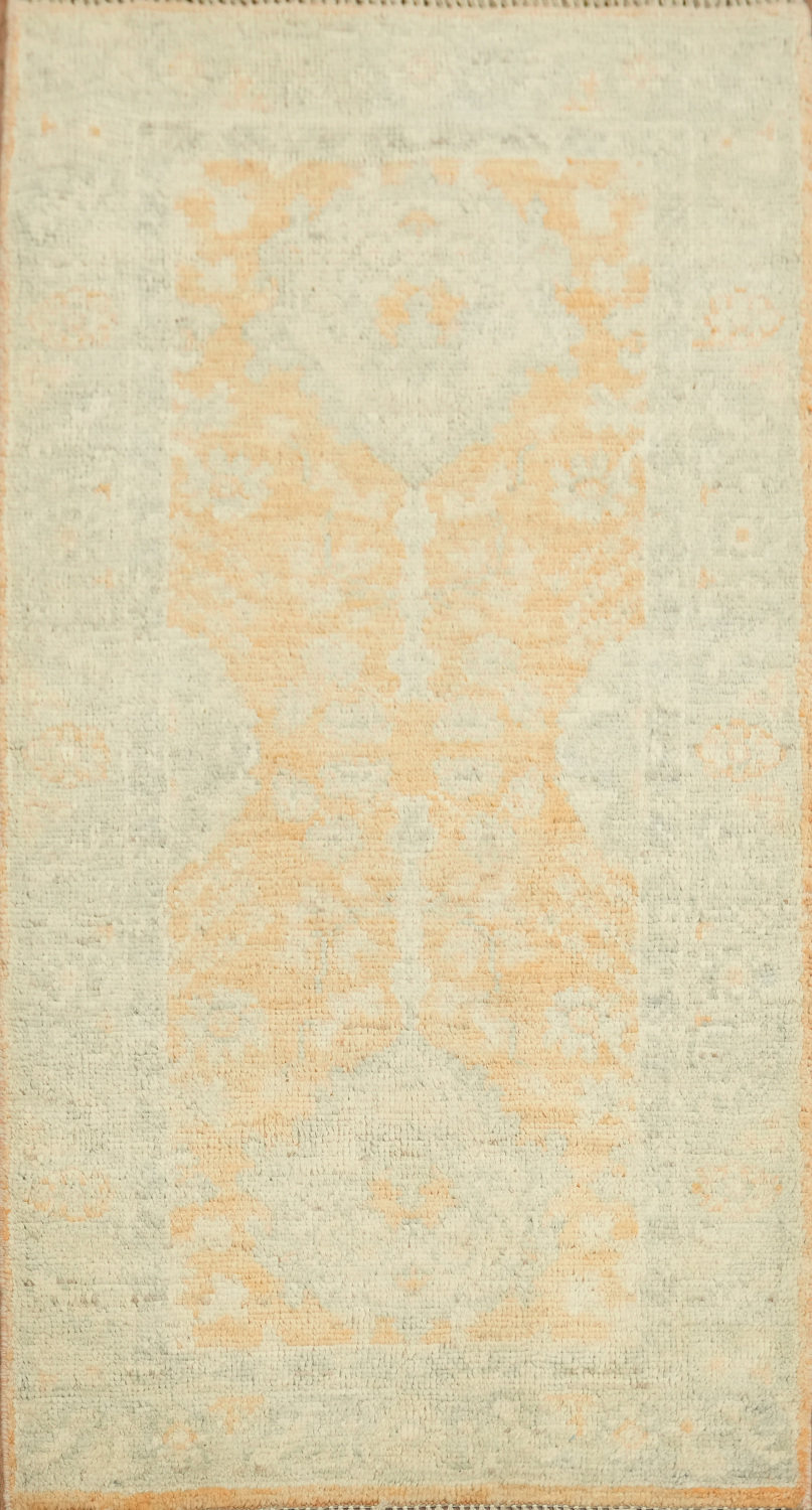 Orange Oushak Vegetable Dye Turkish Rug 2x4