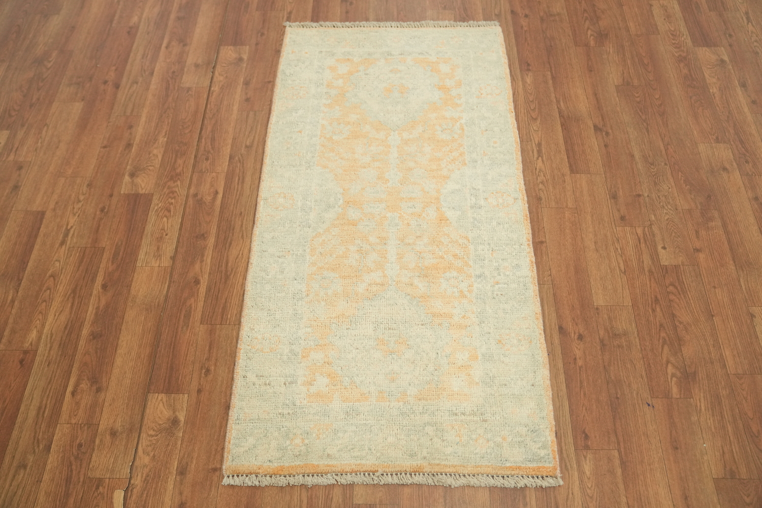 Orange Oushak Vegetable Dye Turkish Rug 2x4