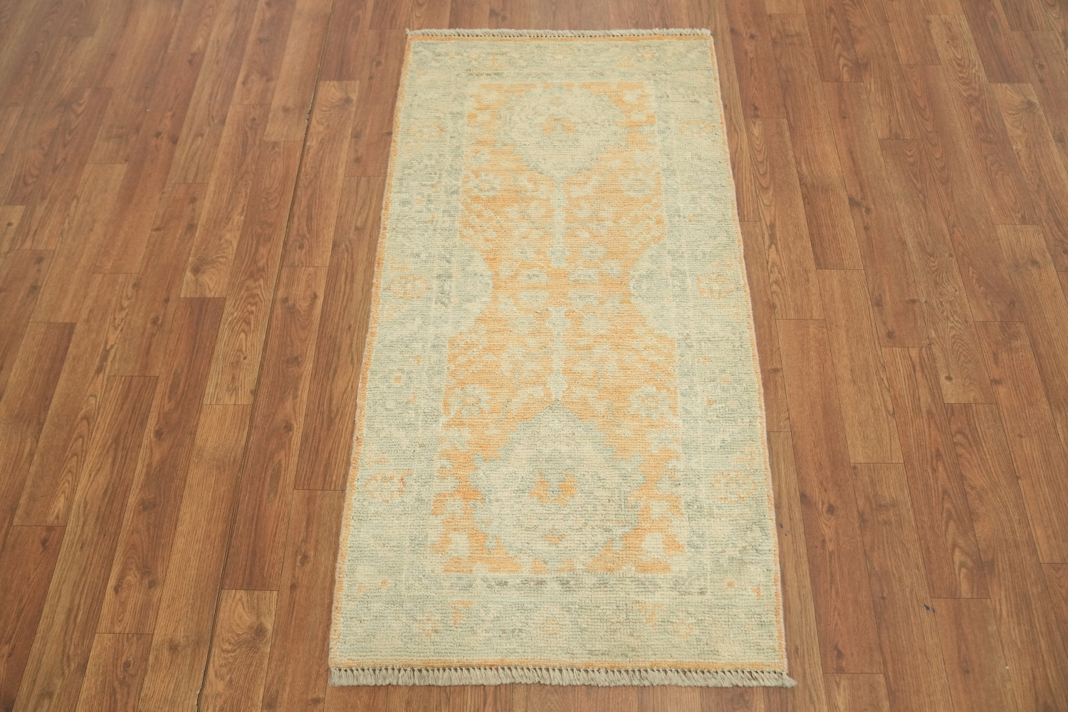 Orange Oushak Vegetable Dye Turkish Rug 2x4