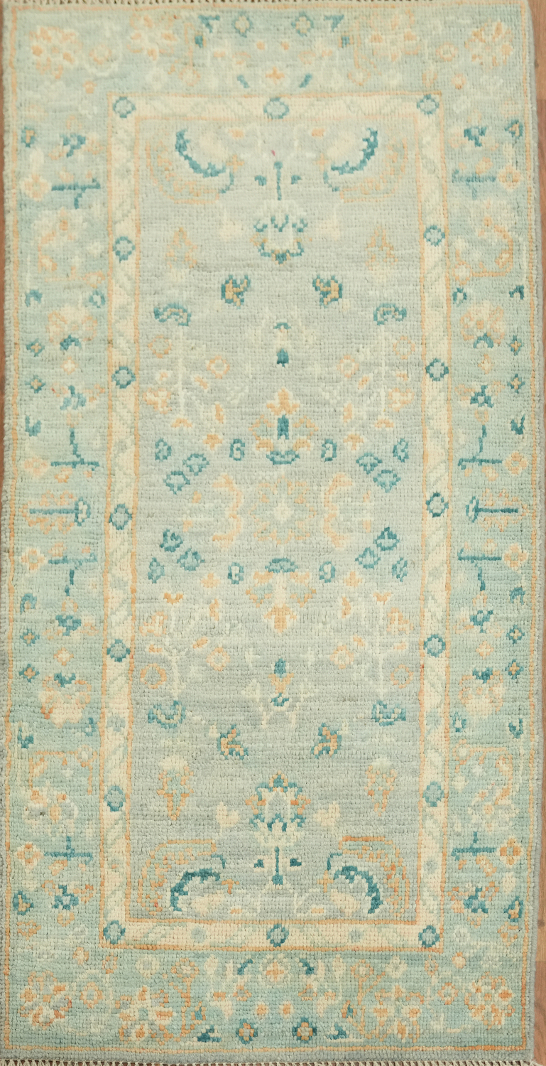 Vegetable Dye Oushak Turkish Foyer Rug 2x4