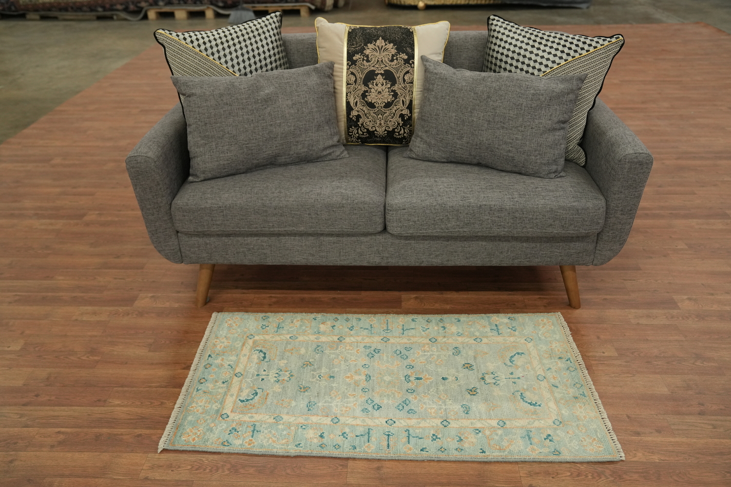 Vegetable Dye Oushak Turkish Foyer Rug 2x4