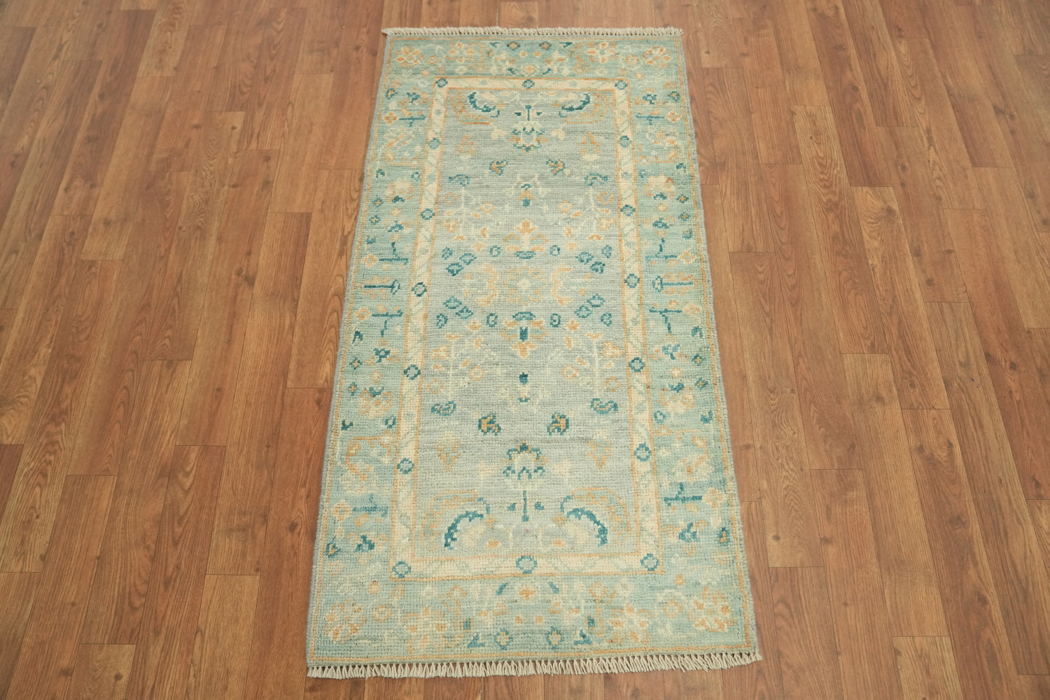 Vegetable Dye Oushak Turkish Foyer Rug 2x4
