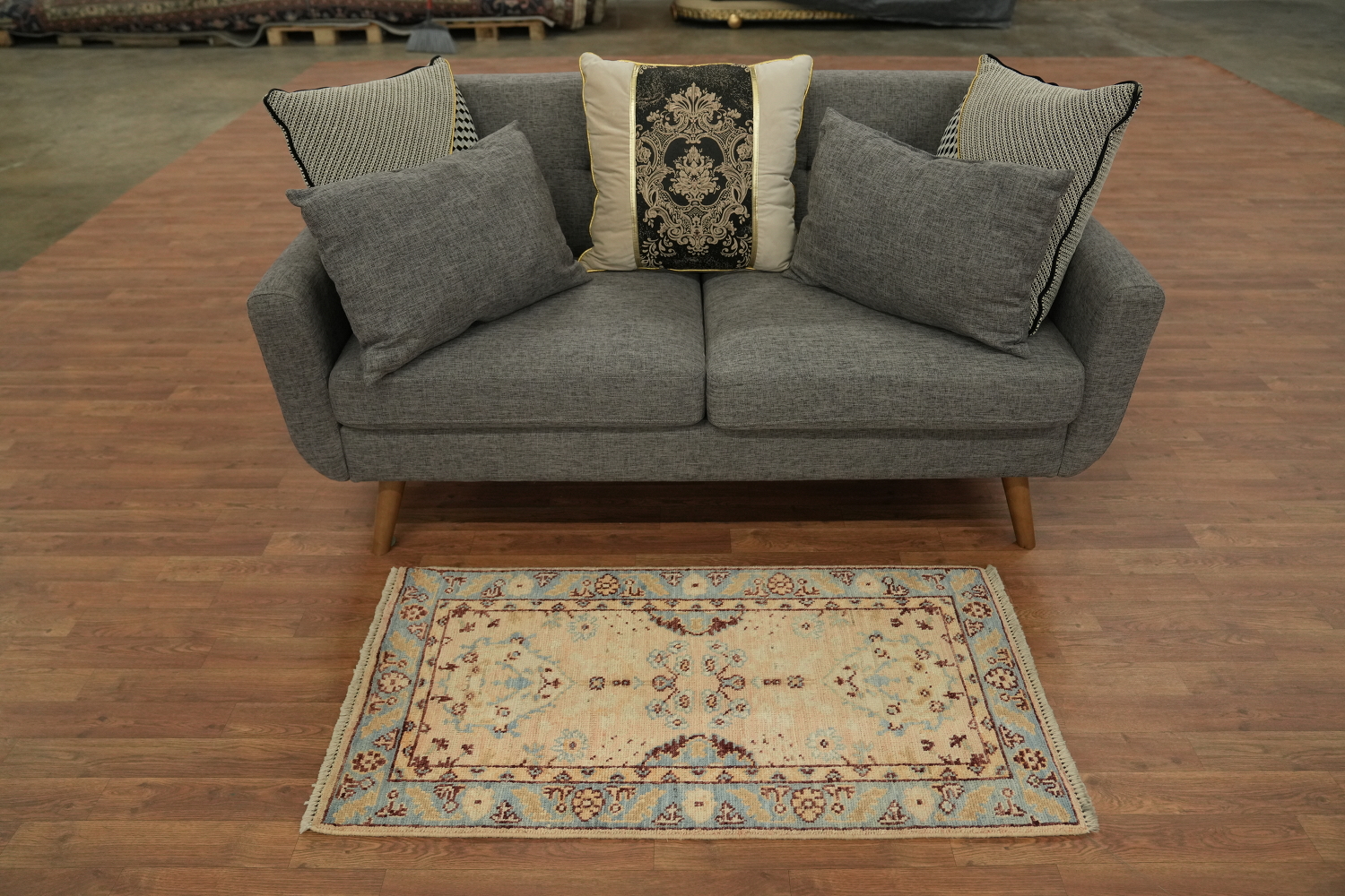 Vegetable Dye Oushak Turkish Accent Rug 2x4