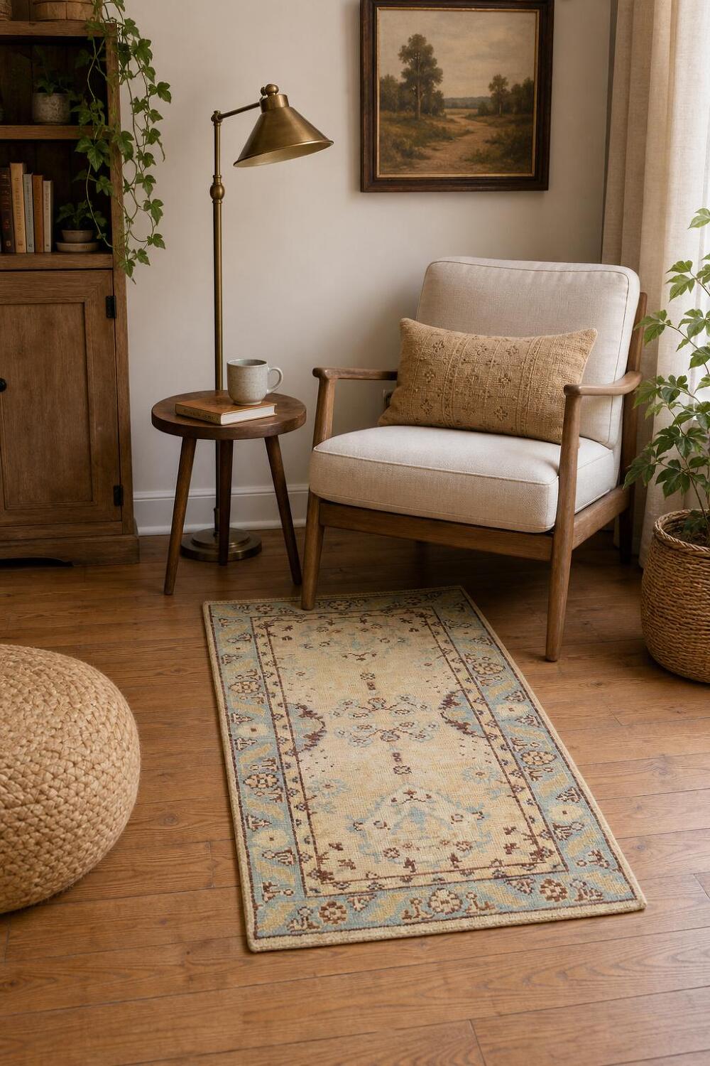 Vegetable Dye Oushak Turkish Accent Rug 2x4