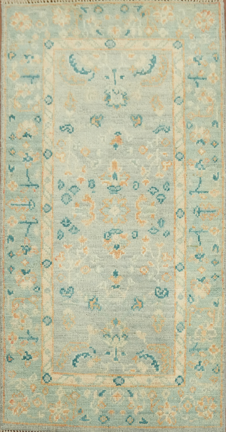 Vegetable Dye Wool Oushak Turkish Accent Rug 2x4