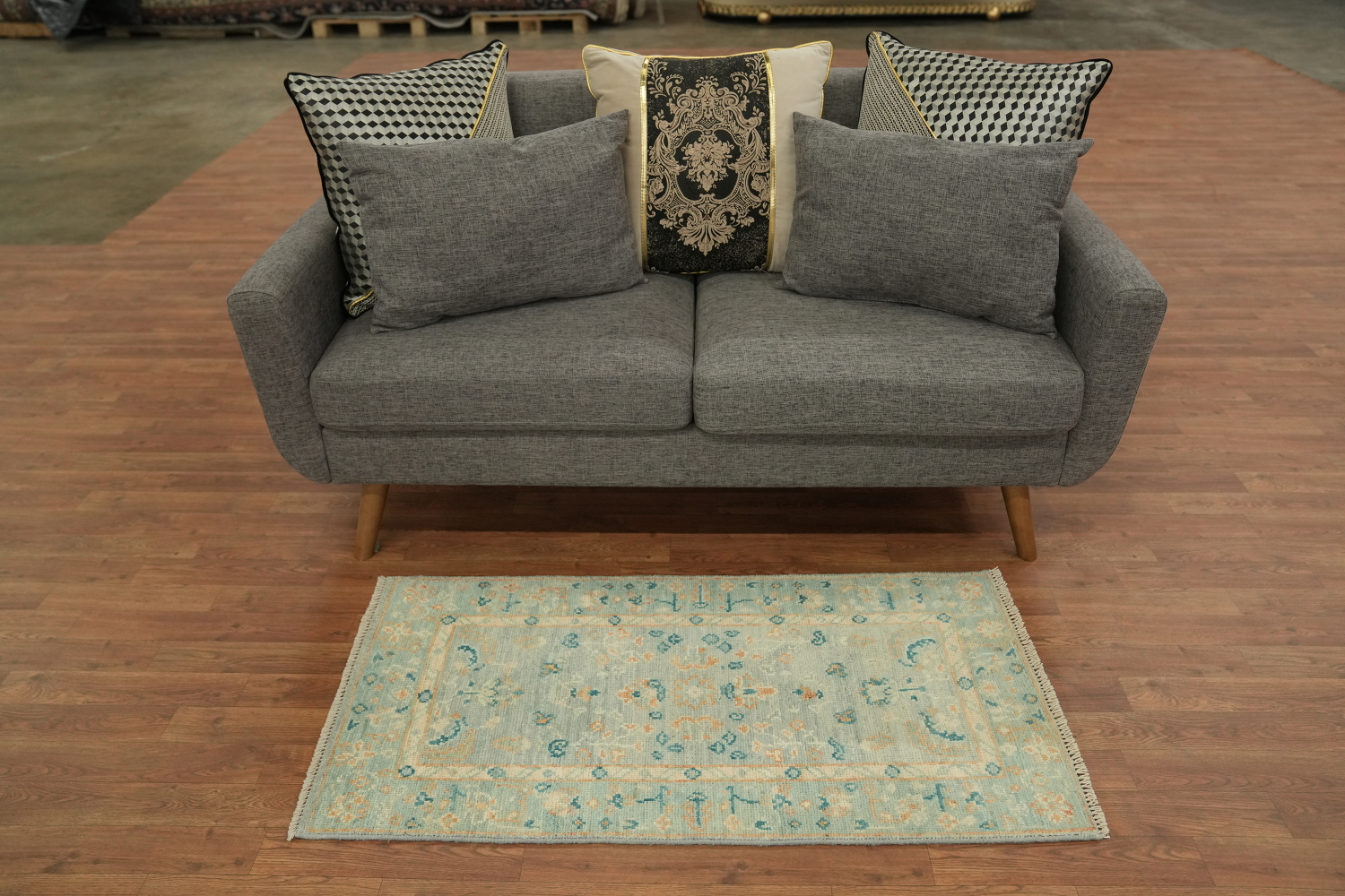 Vegetable Dye Wool Oushak Turkish Accent Rug 2x4