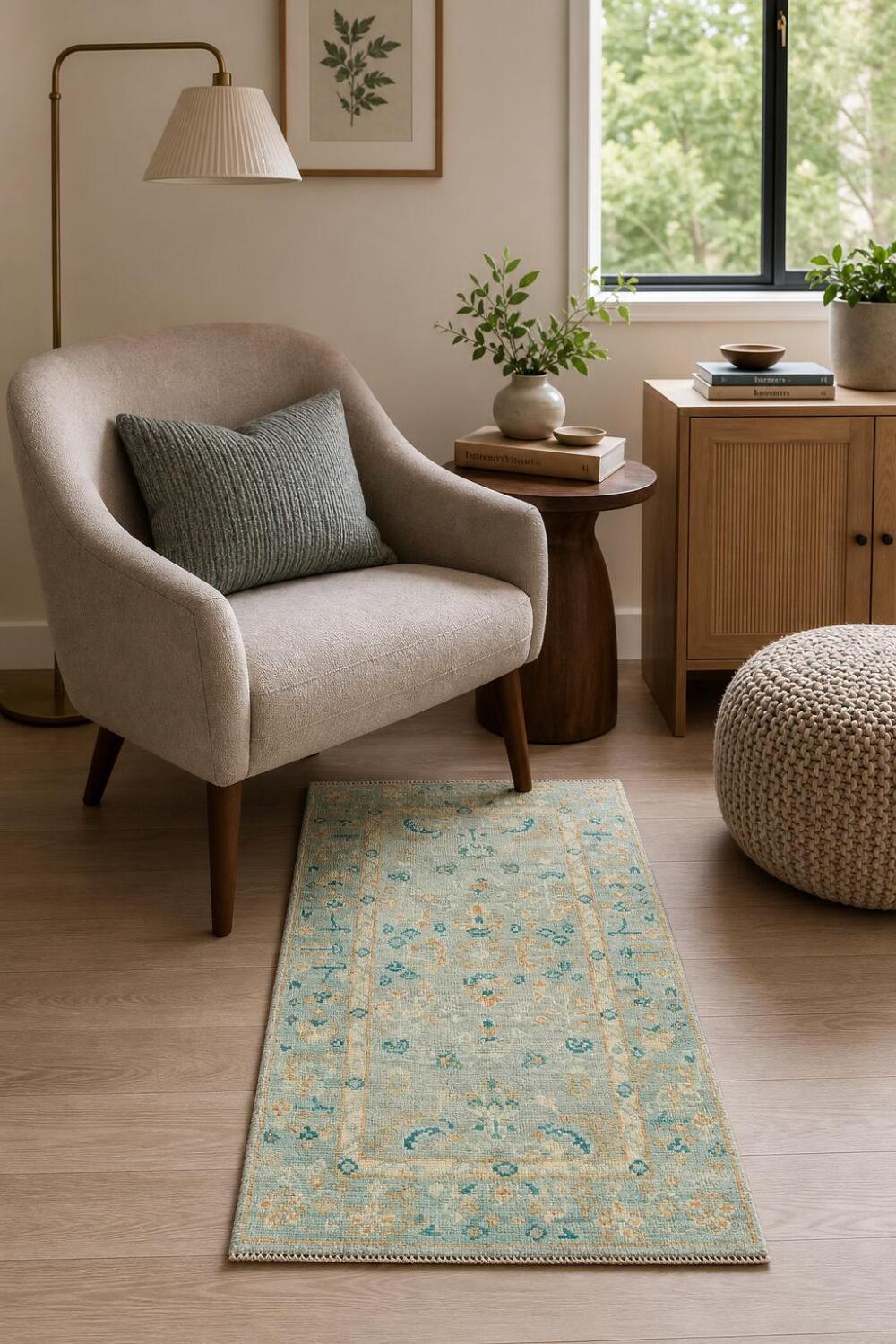 Vegetable Dye Wool Oushak Turkish Accent Rug 2x4