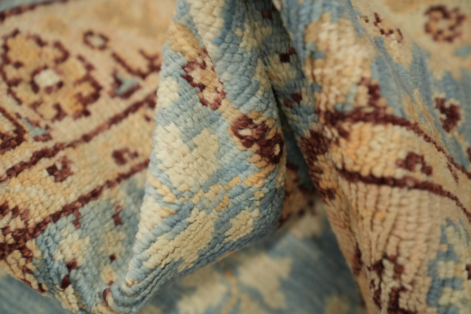 Vegetable Dye Oushak Blue Turkish Foyer Rug 2x4