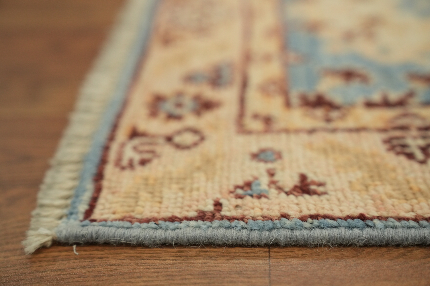 Vegetable Dye Oushak Blue Turkish Foyer Rug 2x4