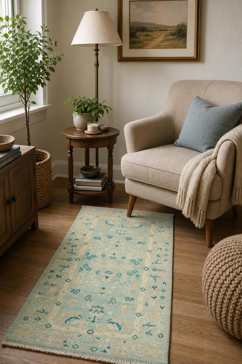 Handmade Oushak Vegetable Dye Accent Rug 2x4