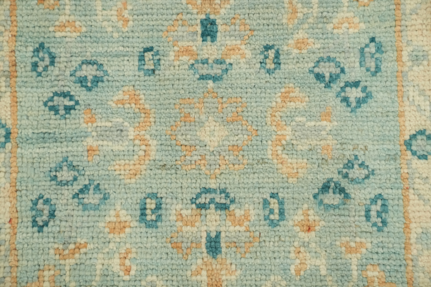 Light Blue Oushak Vegetable Dye Turkish Rug 2x4