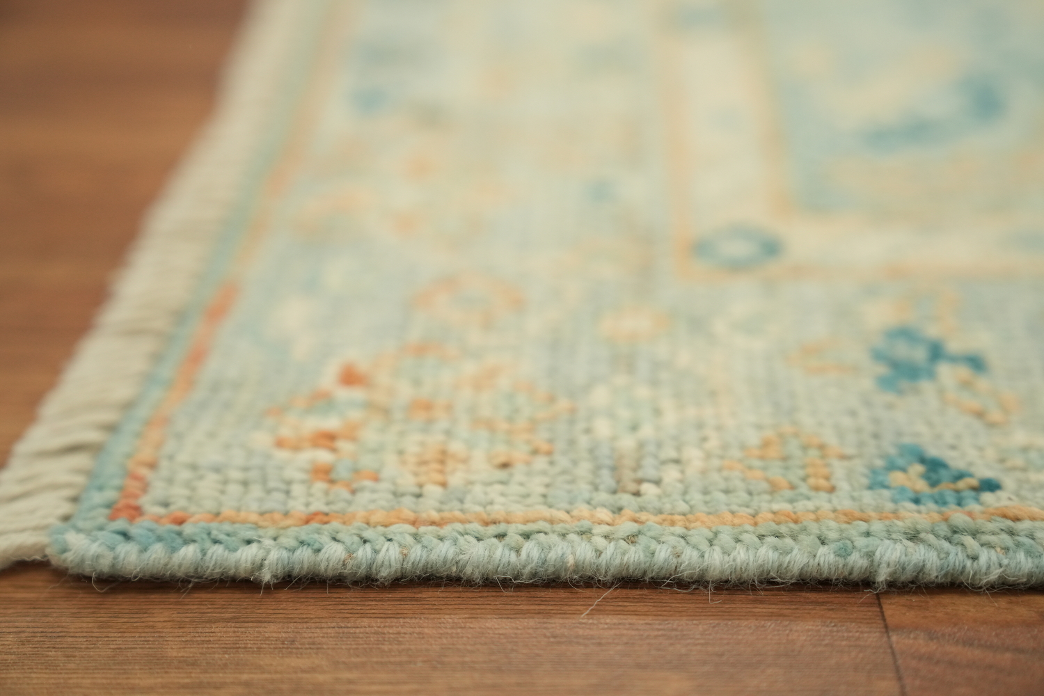 Light Blue Oushak Vegetable Dye Turkish Rug 2x4
