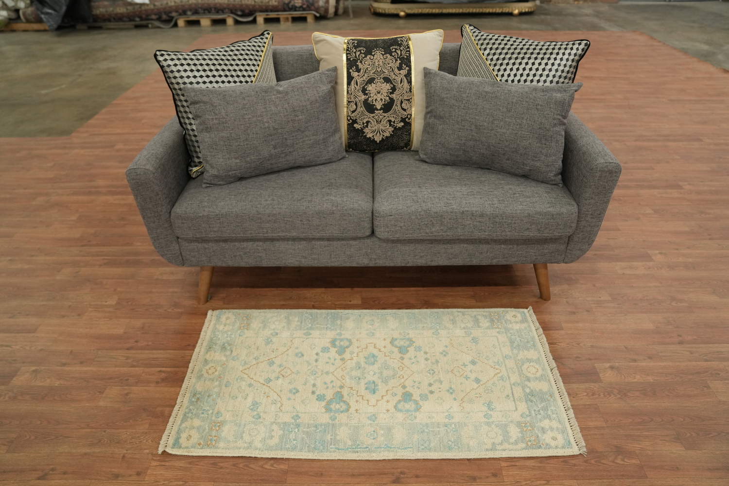 Vegetable Dye Oushak Turkish Accent Rug 2x4
