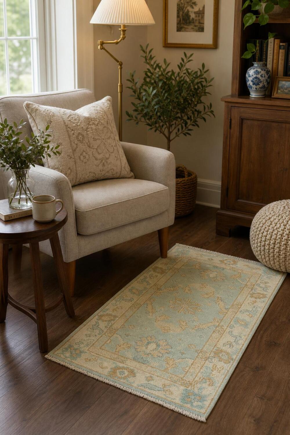 Vegetable Dye Oushak Oriental Foyer Rug 2x4