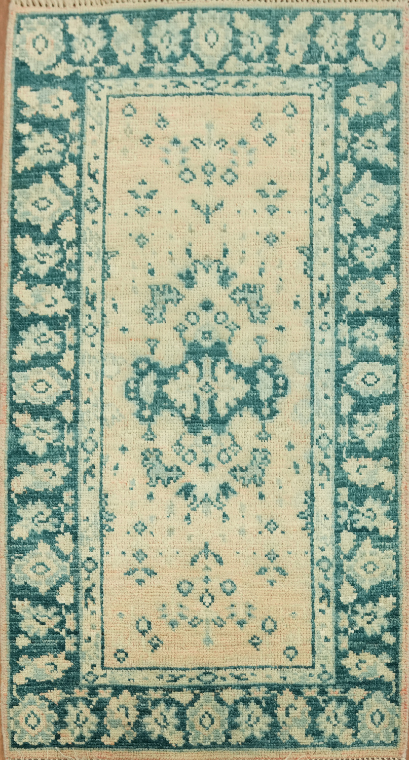 Elegant Teal and Beige Persian Design Accent Foyer Rug 2x4 ft