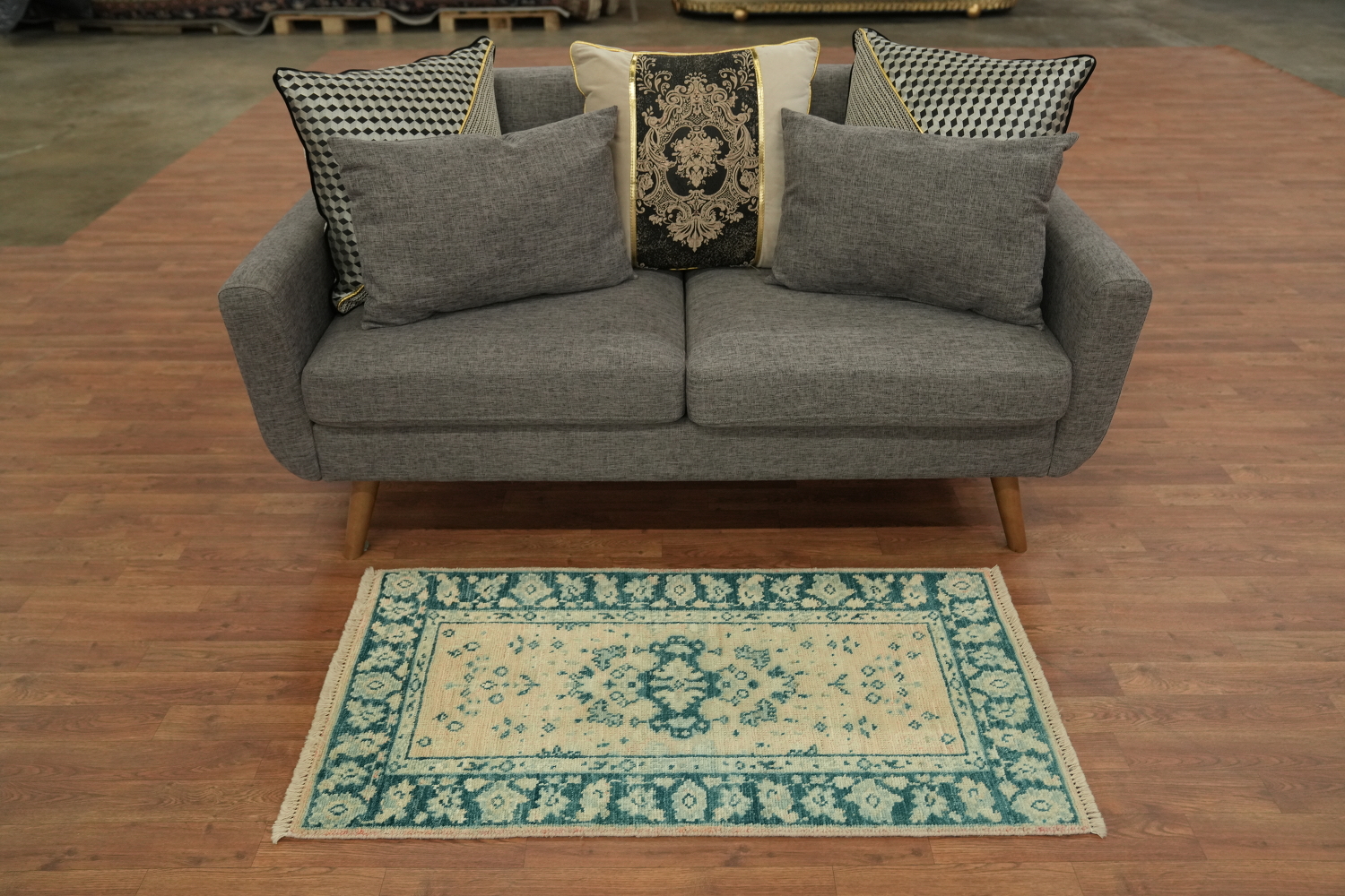 Elegant Teal and Beige Persian Design Accent Foyer Rug 2x4 ft