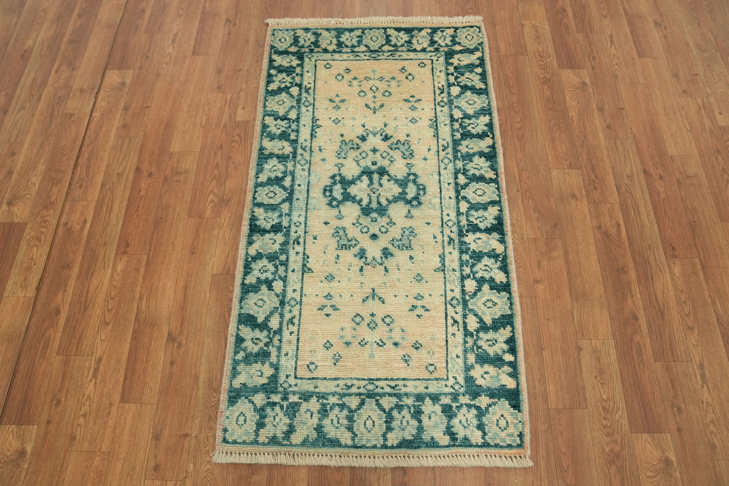 Elegant Teal and Beige Persian Design Accent Foyer Rug 2x4 ft