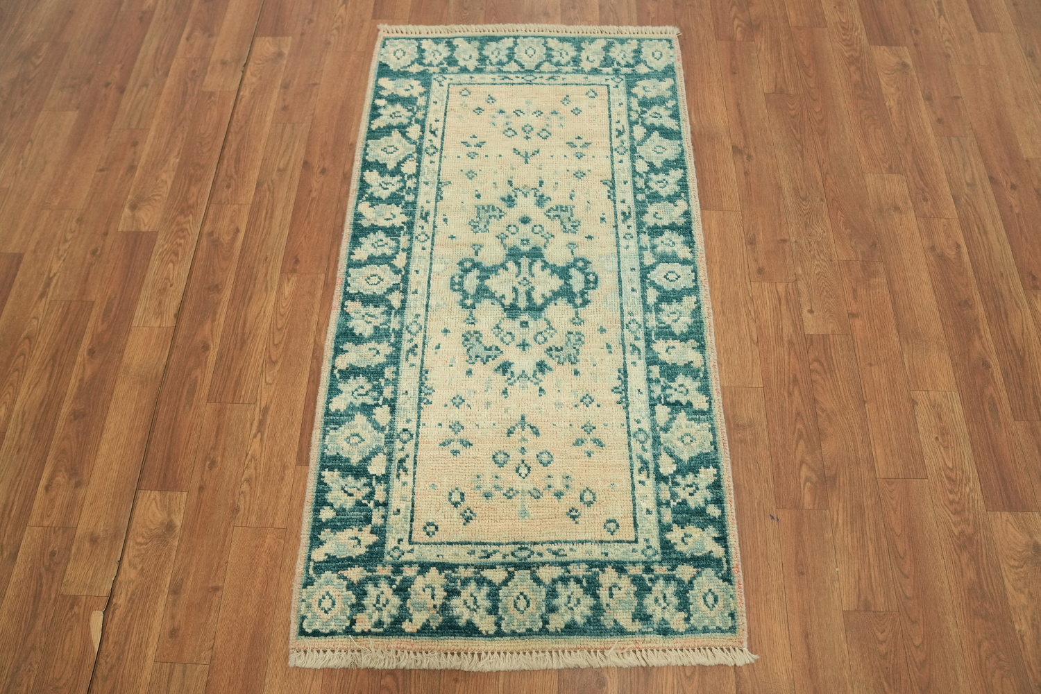 Elegant Teal and Beige Persian Design Accent Foyer Rug 2x4 ft