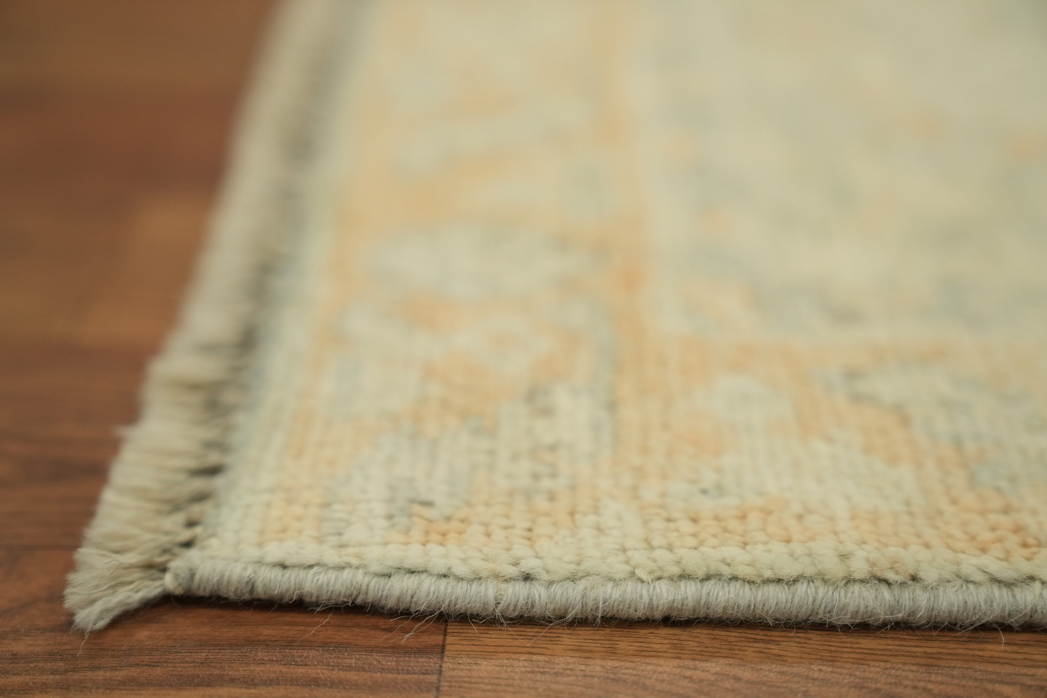 Artistic Boho Beige Turkish Oushak Rug with Soft Contrasting Border Patterns 2x4 ft