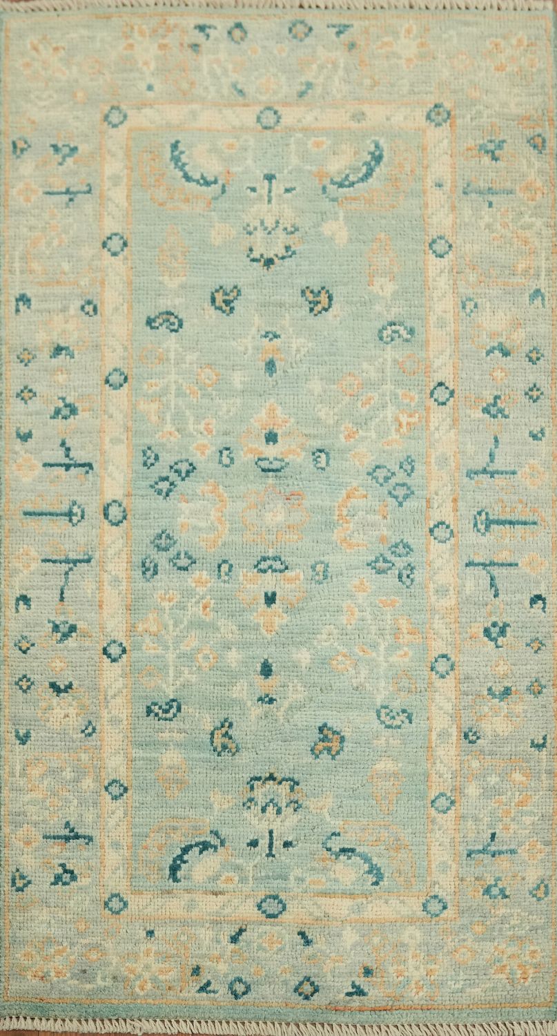 Oushak Turkish Blue and Beige Rug Perfect for Modern and Vintage Spaces 2x4 ft