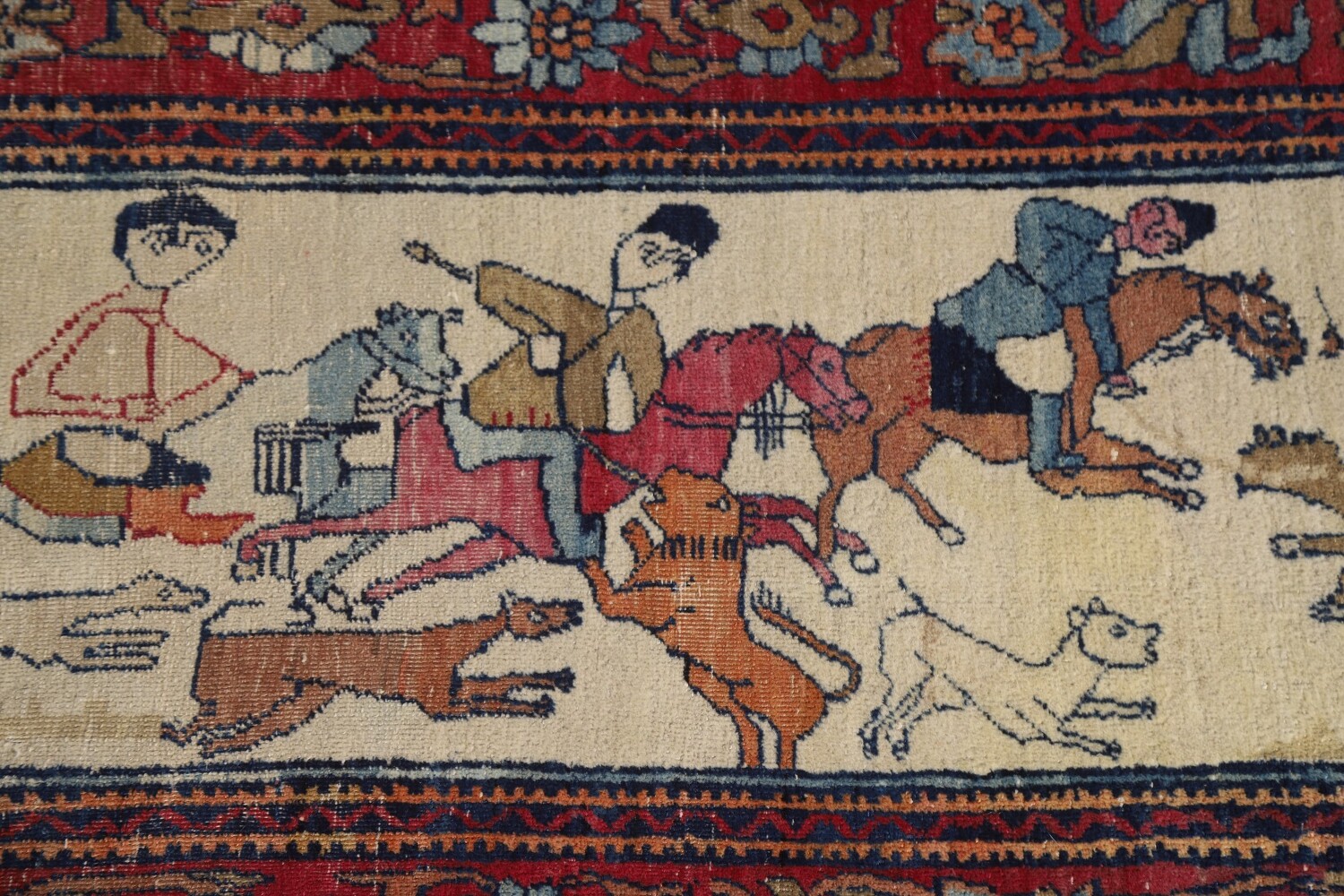 Pre-1900 Antique Kerman Lavar Large Persian Area Rug 10x14