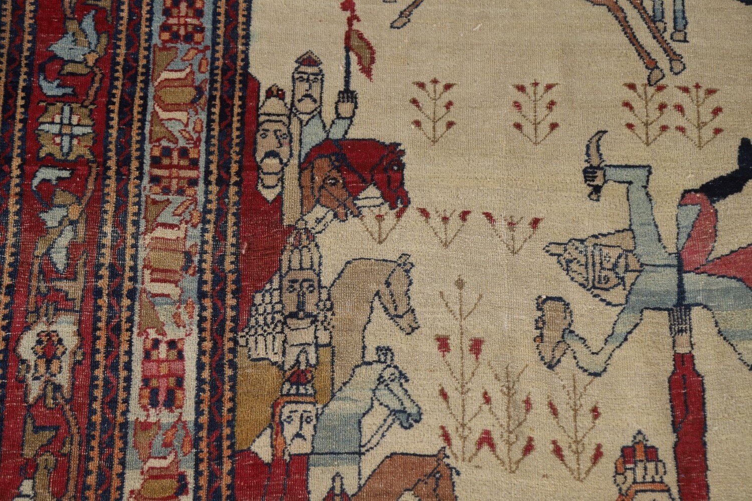 Pre-1900 Antique Kerman Lavar Large Persian Area Rug 10x14