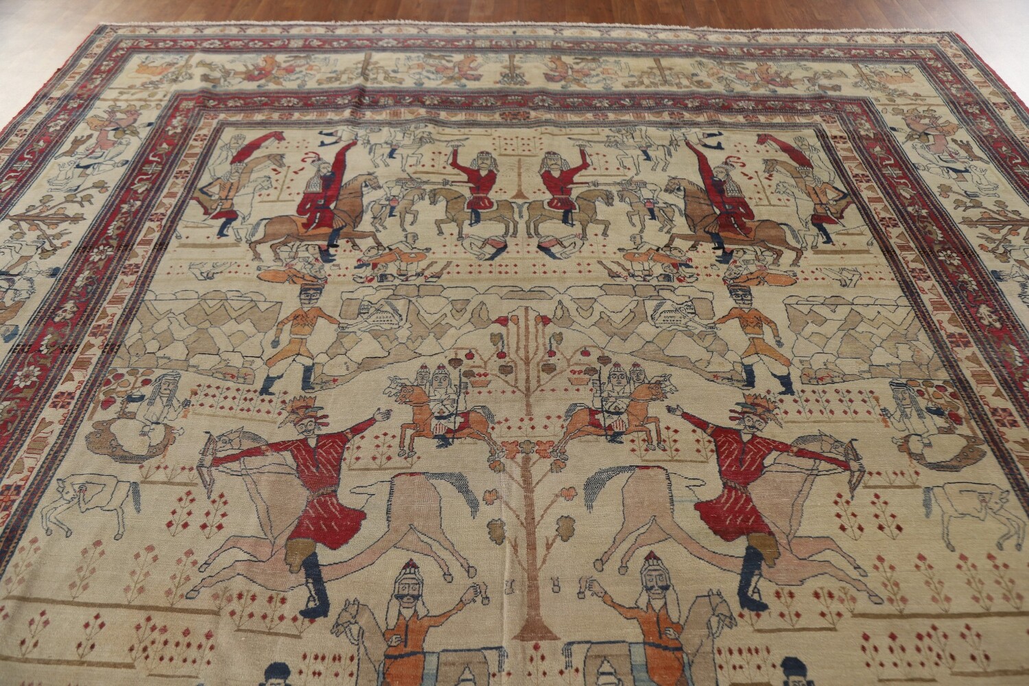 Pre-1900 Antique Kerman Lavar Large Persian Area Rug 10x14