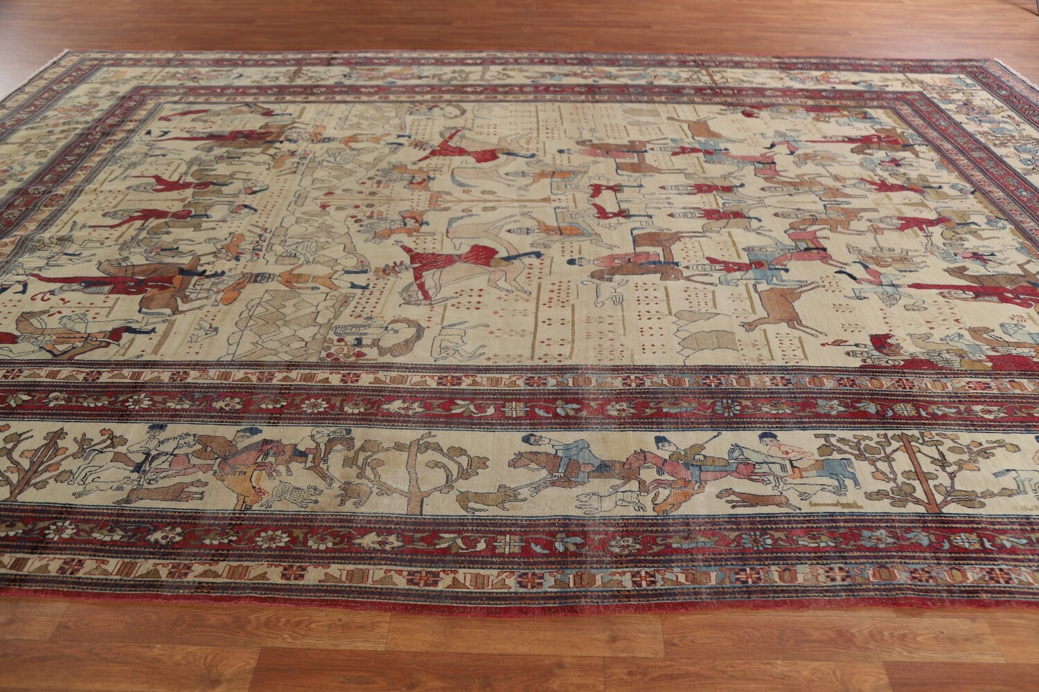 Pre-1900 Antique Kerman Lavar Large Persian Area Rug 10x14