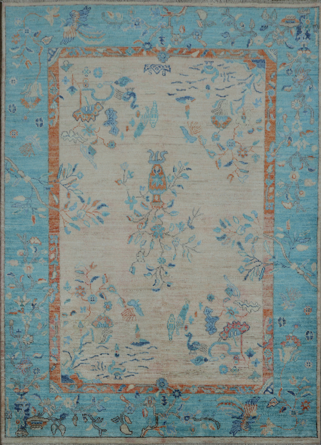 Animal Pictorial Art Deco Chinese Area Rug 5x7