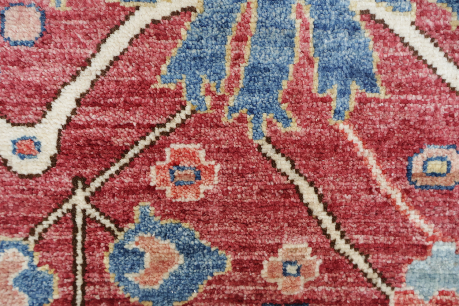 Vegetable Dye Ziegler Raspberry Red and Blue Area Rug 5x7