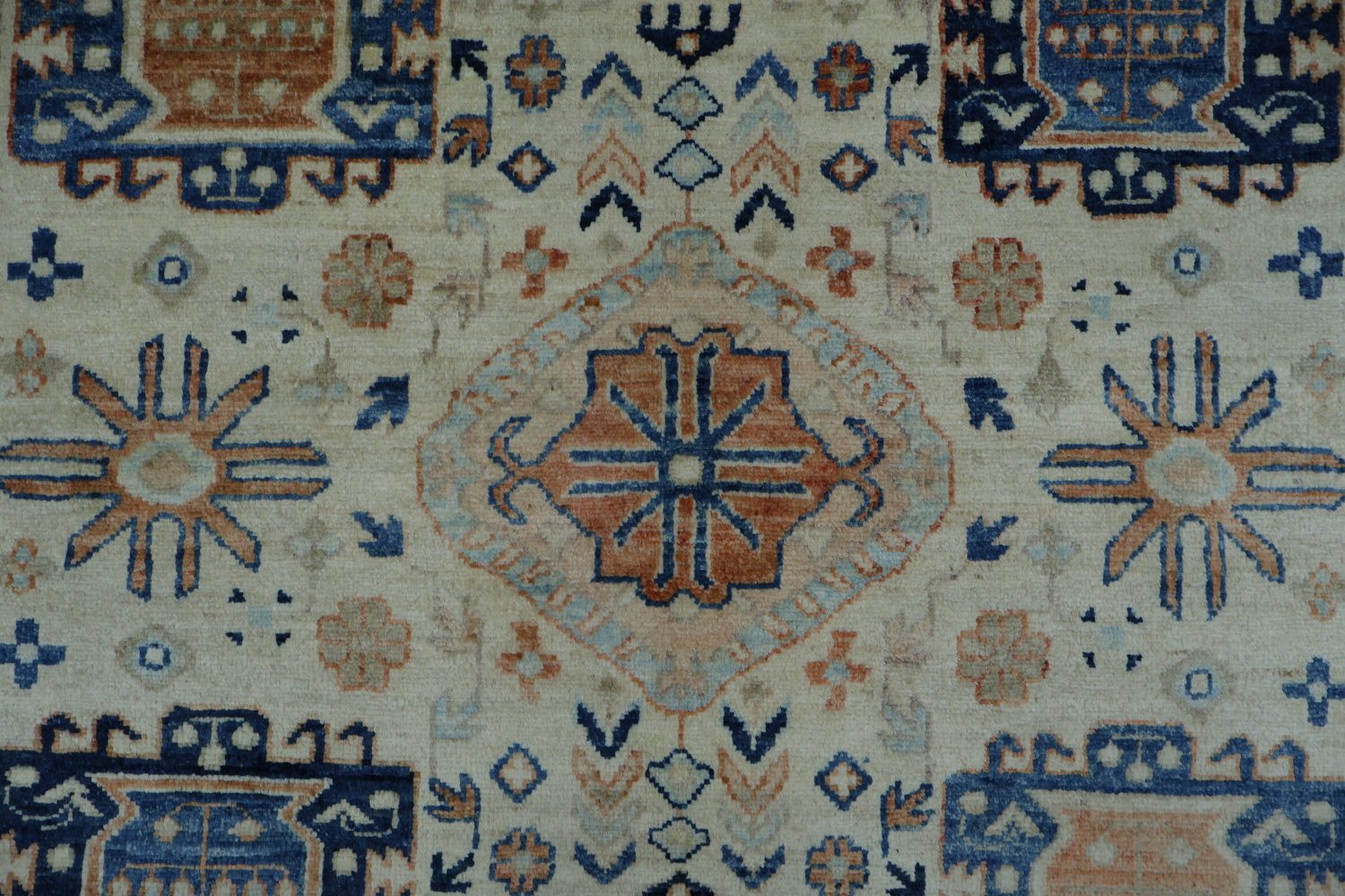 Vegetable Dye Geometric Oushak Turkish Area Rug 5x7