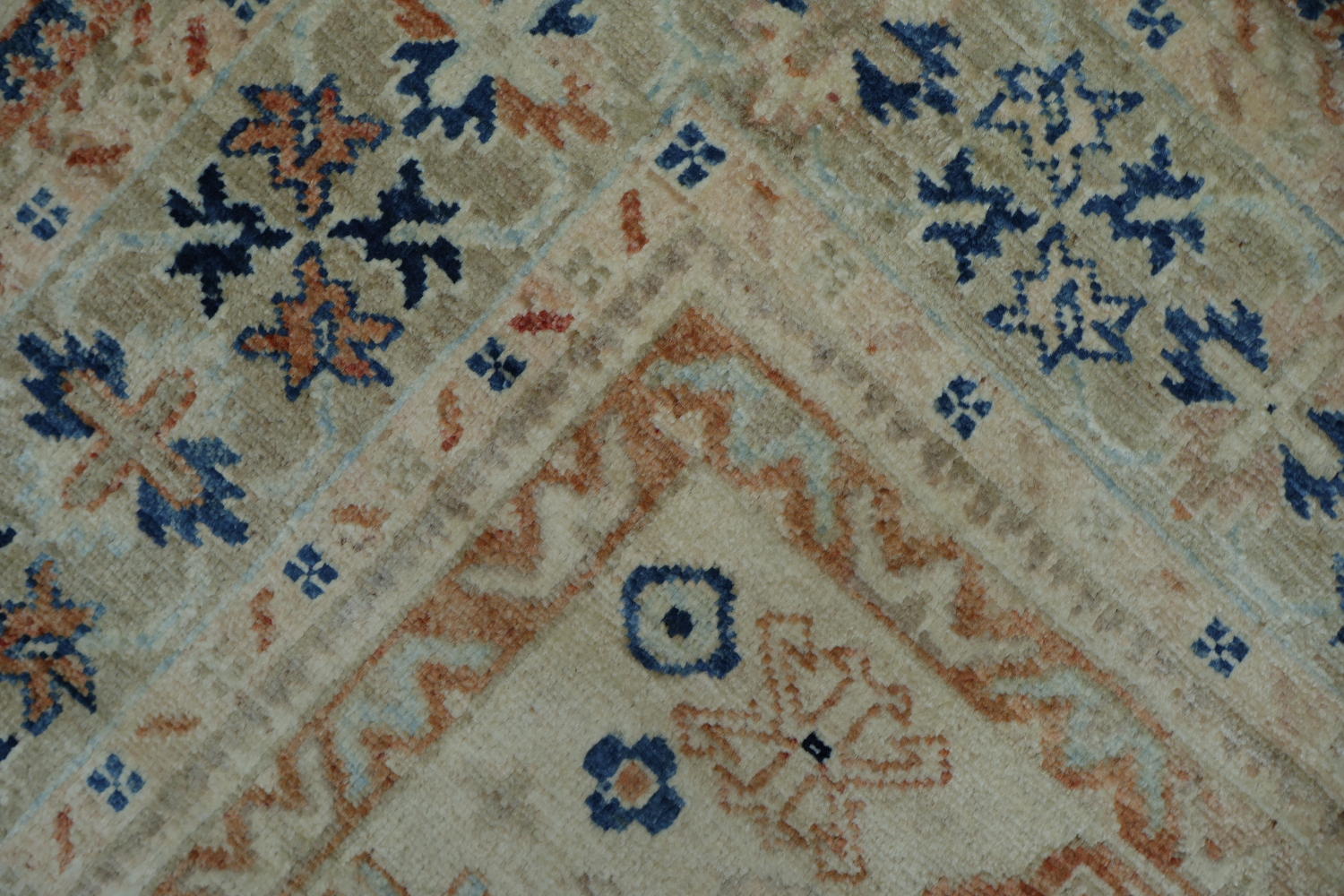 Vegetable Dye Geometric Oushak Turkish Area Rug 5x7