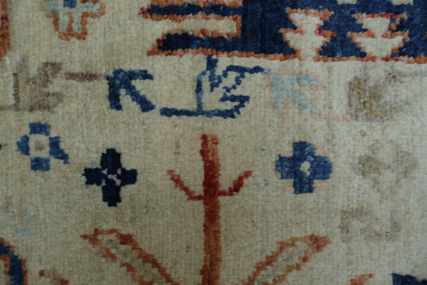 Vegetable Dye Geometric Oushak Turkish Area Rug 5x7