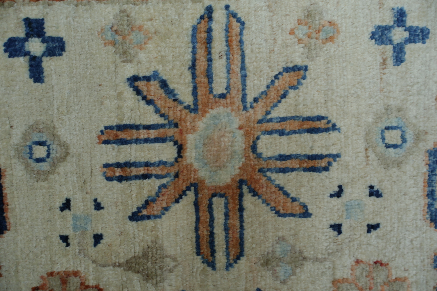 Vegetable Dye Geometric Oushak Turkish Area Rug 5x7