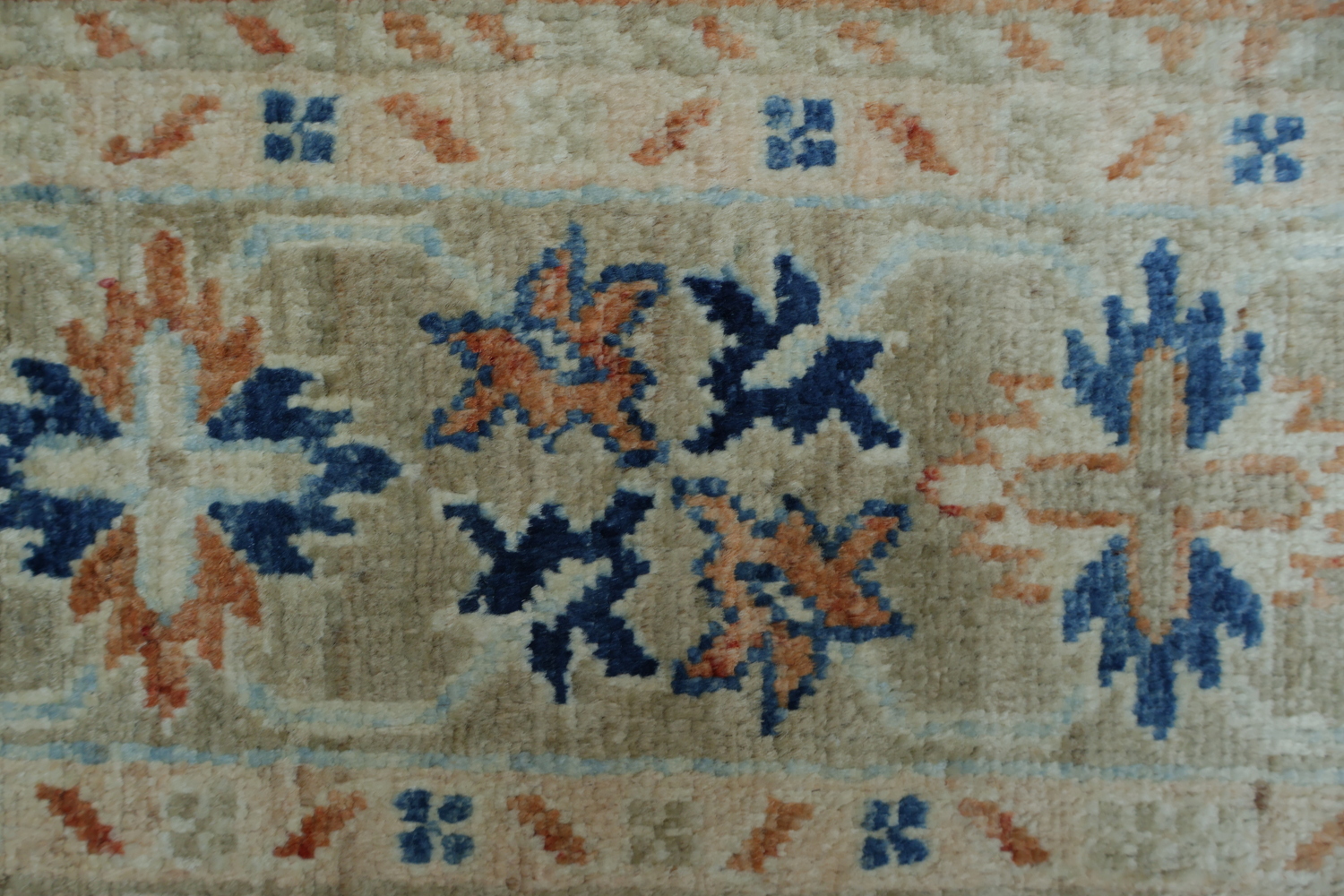 Vegetable Dye Geometric Oushak Turkish Area Rug 5x7