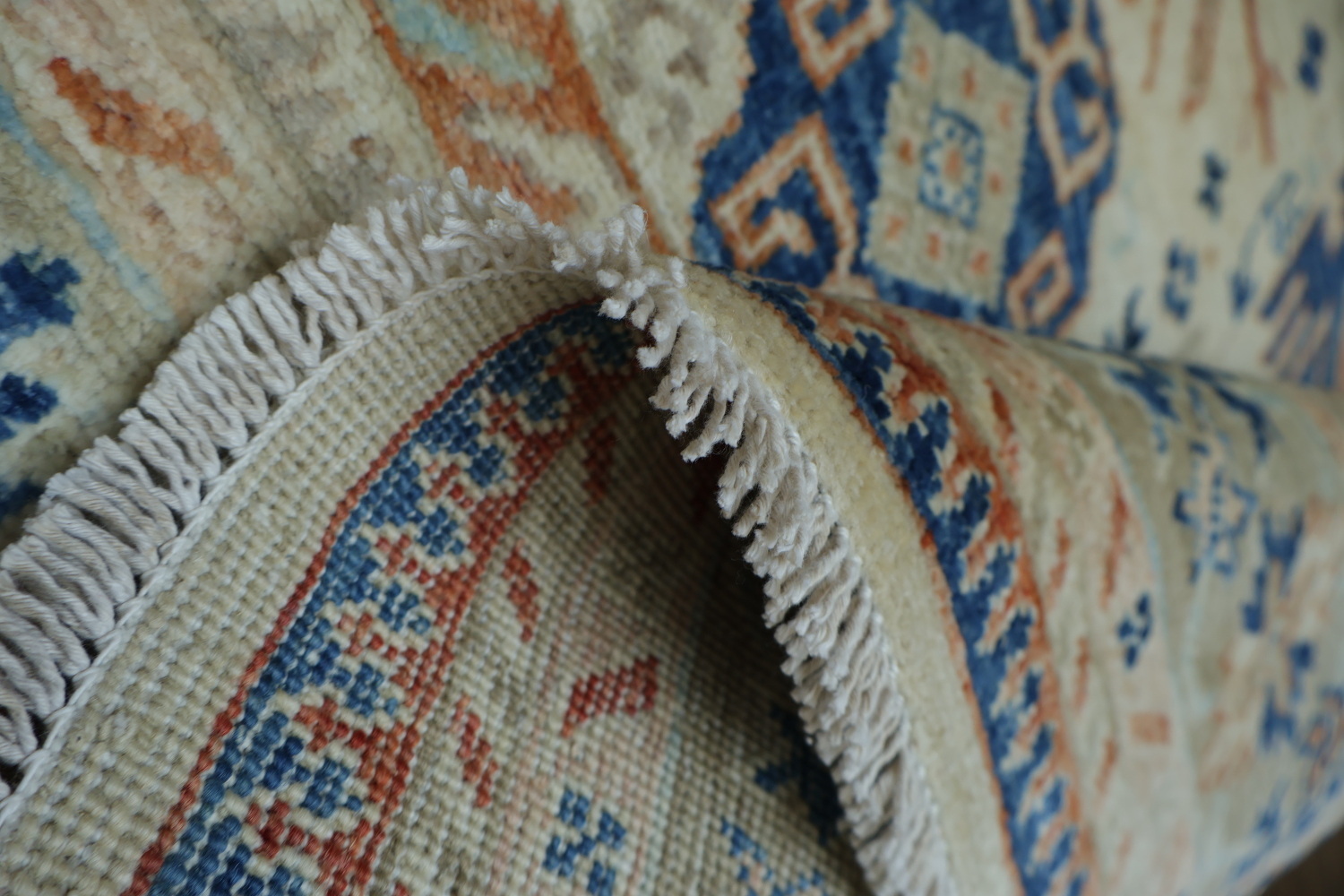 Vegetable Dye Geometric Oushak Turkish Area Rug 5x7