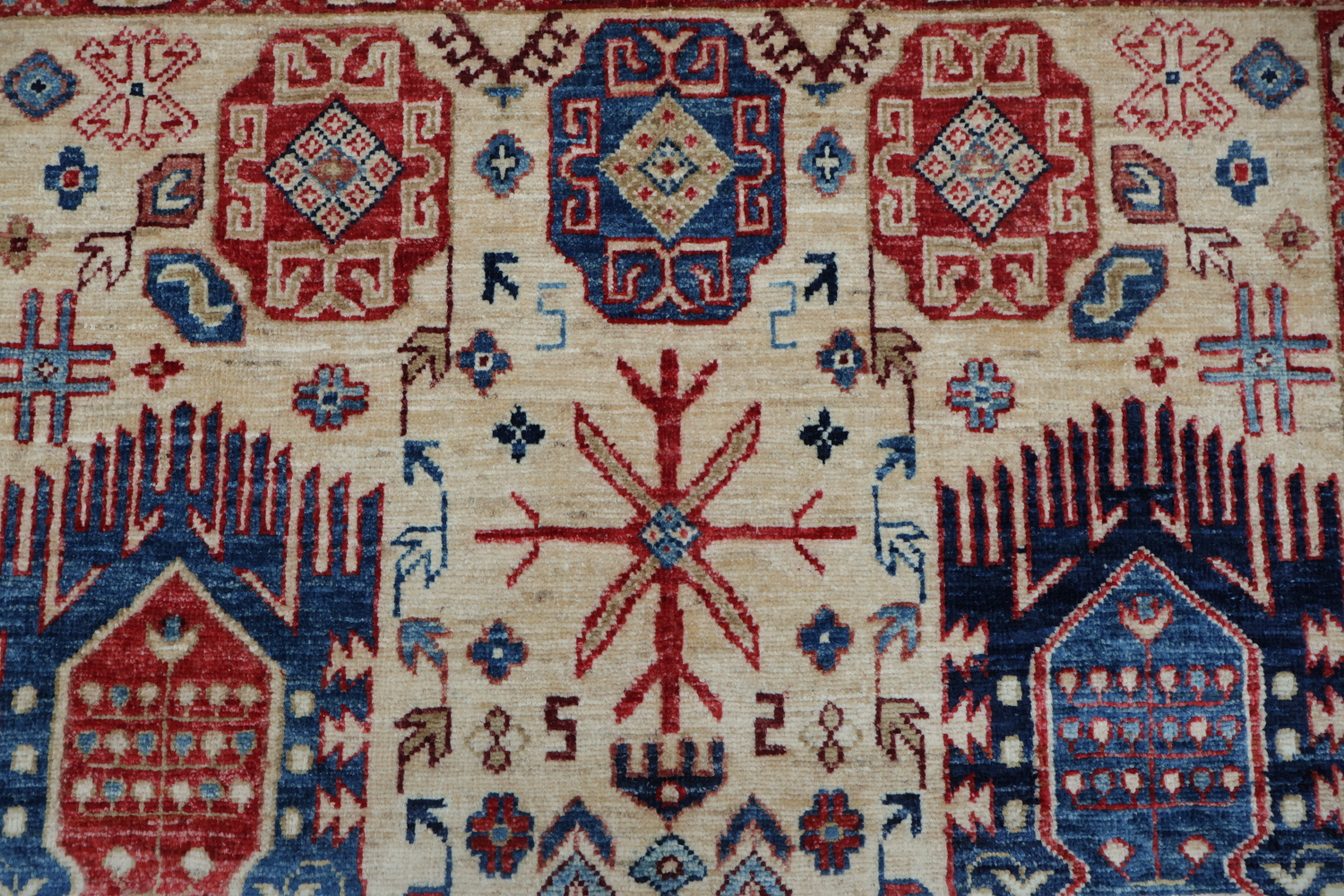 Vegetable Dye Ziegler Tribal Geometric Vibrant Color Rug 5x7