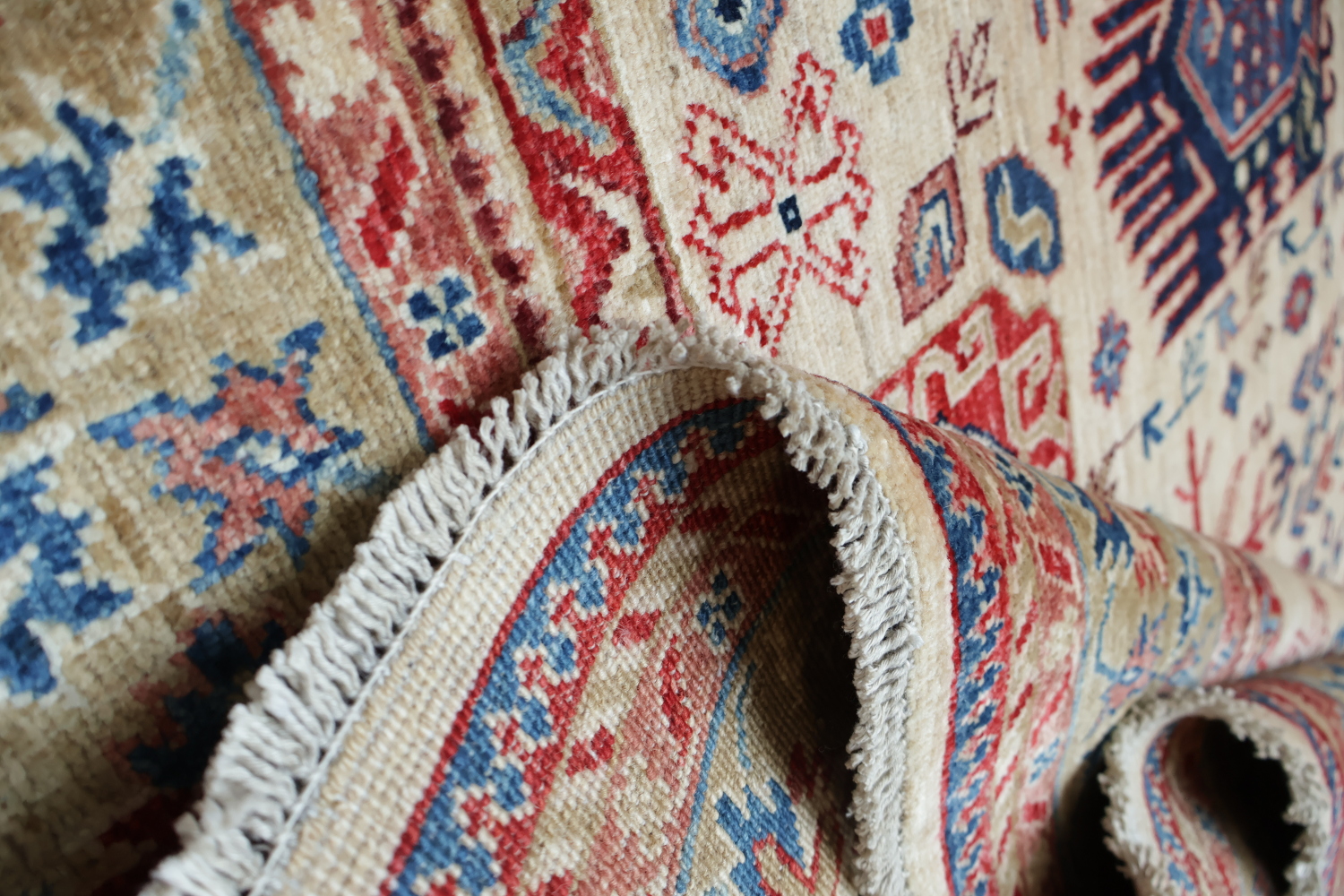 Vegetable Dye Ziegler Tribal Geometric Vibrant Color Rug 5x7