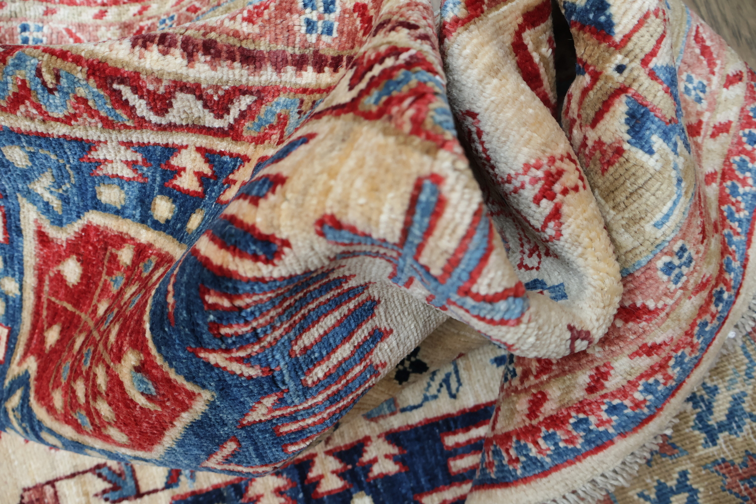 Vegetable Dye Ziegler Tribal Geometric Vibrant Color Rug 5x7