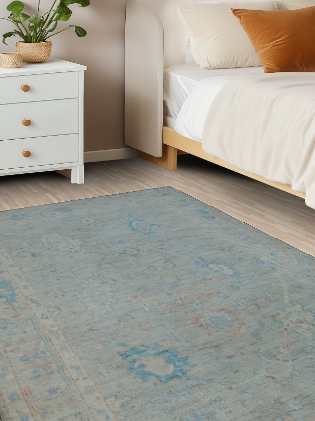 Vegetable Dye Oushak Turkish Area Rug 4x6