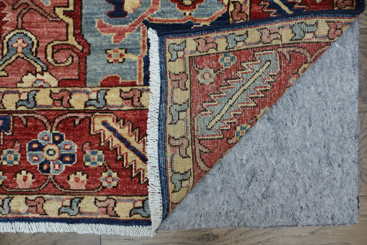 Vegetable Dye Heriz Serapi Geometric Blue Pink Red Area Rug 6x9