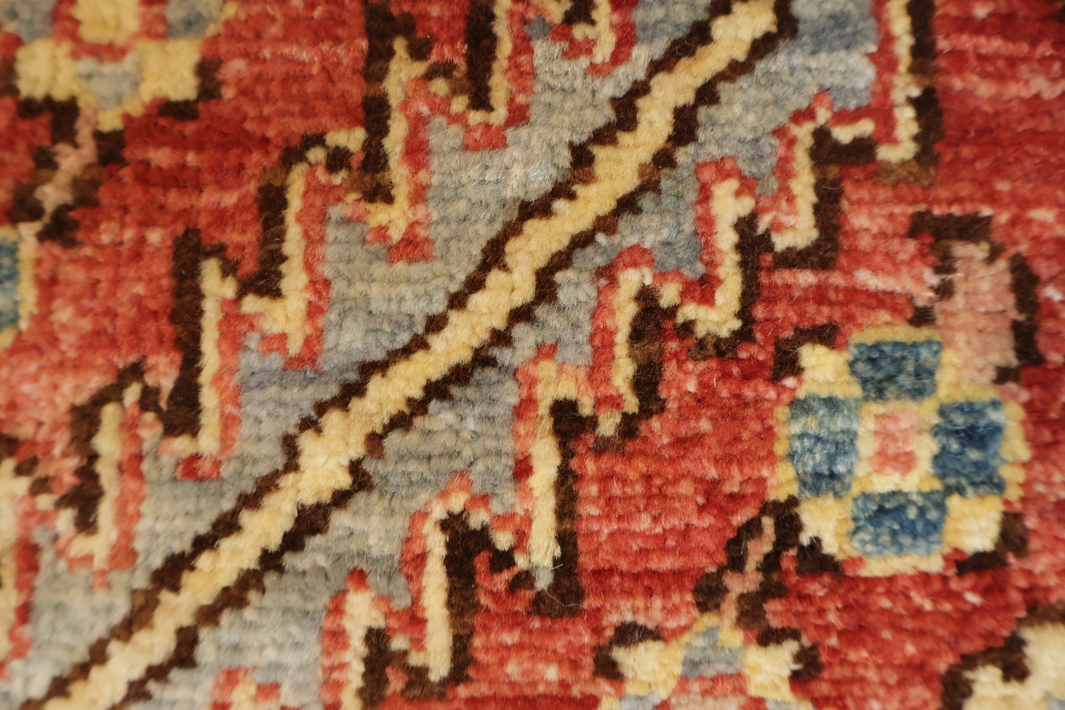 Vegetable Dye Heriz Serapi Geometric Blue Pink Red Area Rug 6x9