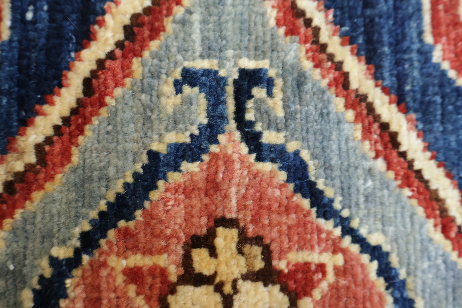 Vegetable Dye Heriz Serapi Geometric Blue Pink Red Area Rug 6x9