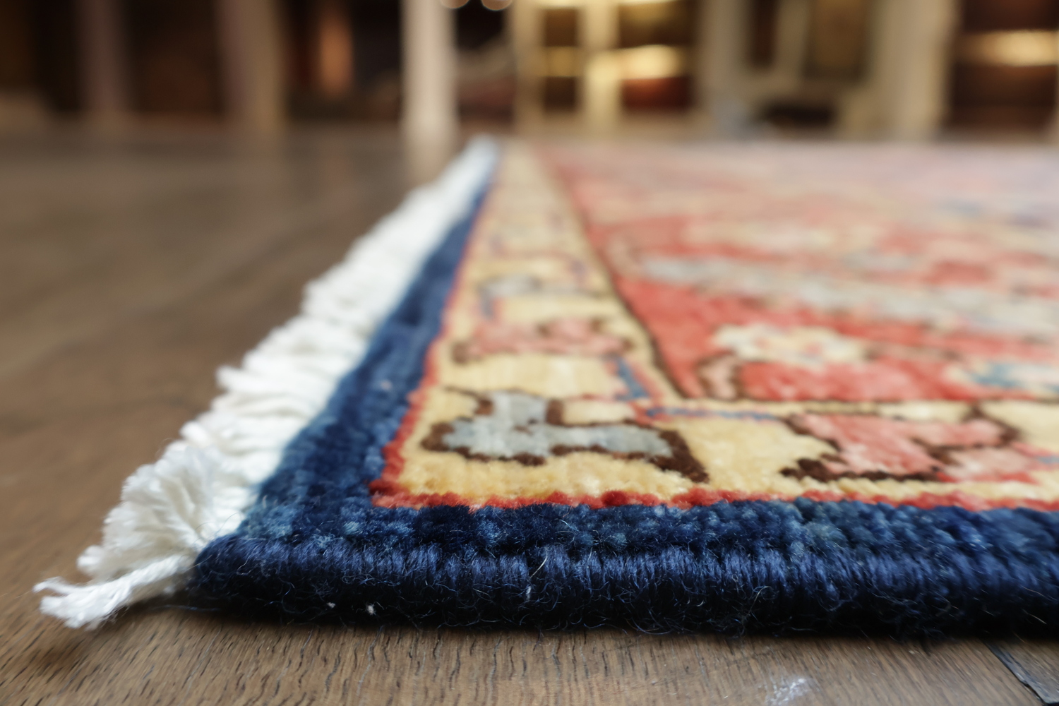 Vegetable Dye Heriz Serapi Geometric Blue Pink Red Area Rug 6x9