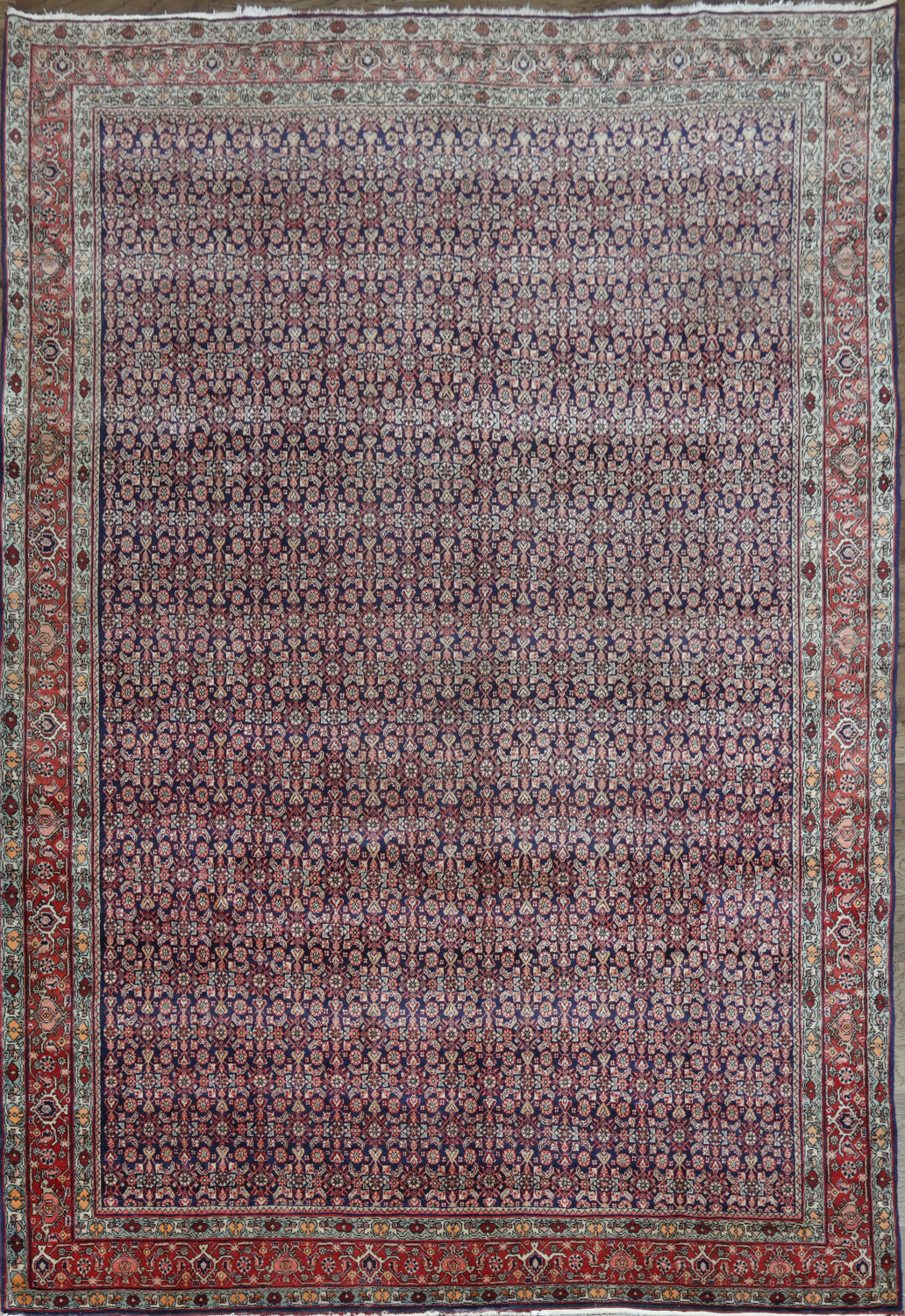Vegetable Dye Navy and Red Bidjar Persian Area Rug 8x11