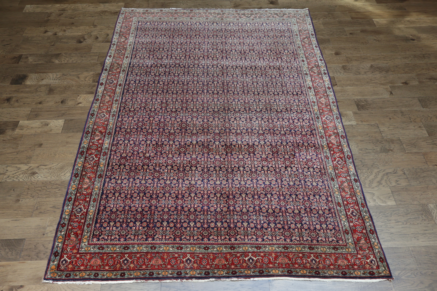 Vegetable Dye Navy and Red Bidjar Persian Area Rug 8x11